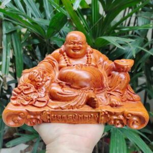 Tượng Di Lặc Bằng Gỗ Hương Để Taplo Xe Hơi
